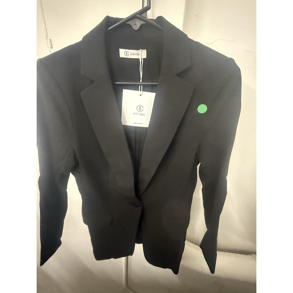 Cicy Bell Women's Notch Lapel Blazer Jacket Single Breasted Long Sleeve Size S